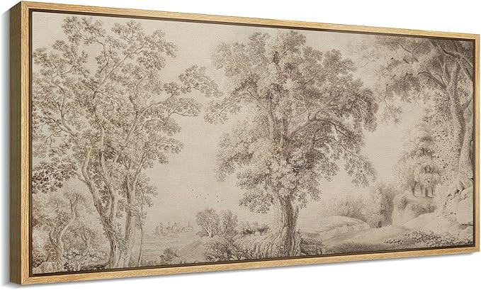 SIGNFORD Extra Large Framed Canvas Print Wall Art Vintage Tree Sketch Landscape Classic Sepia Nat... | Amazon (US)