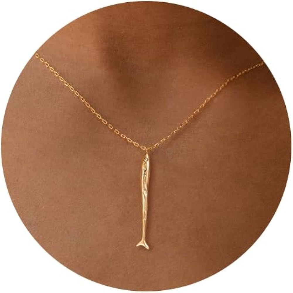 Gold Necklace for Women- 14K Gold Plated Dainty Teardrop Fish Dragon Cross Sun Flower Bow Italian... | Amazon (US)