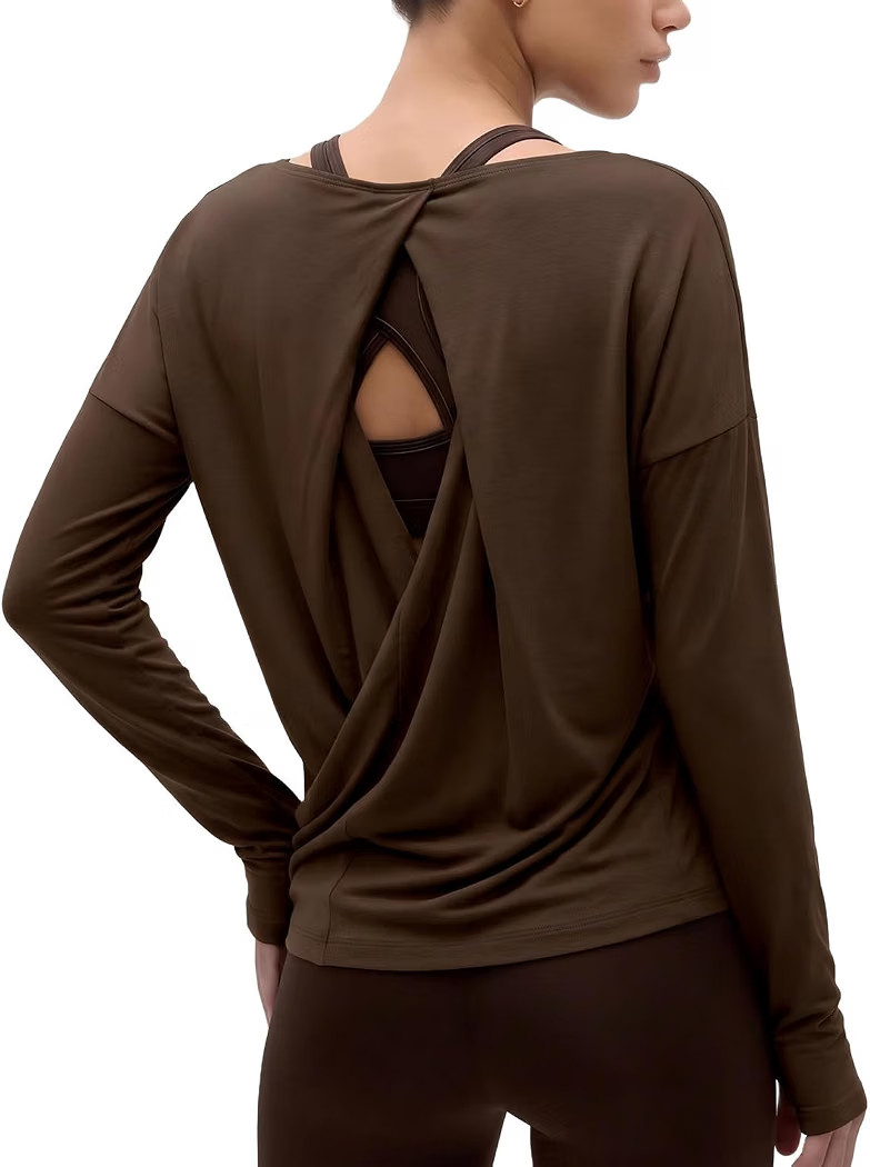Open Back Long Sleeve Workout Tops for Women with Thumb Holes | Amazon (US)