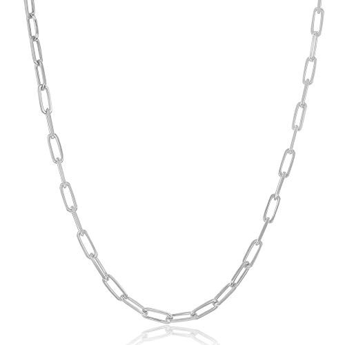 Silver Paperclip Chain Necklace for Women - Sterling Silver Paperclip Necklace for Women - Paper Clip Necklace Silvering Silver - Silver Paper Clip Necklace for Women - (Silver 20 inch 2.8mm) | Amazon (US)