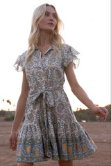 Ruffle Collar Button Mini- Marseille Green | Oliphant Design