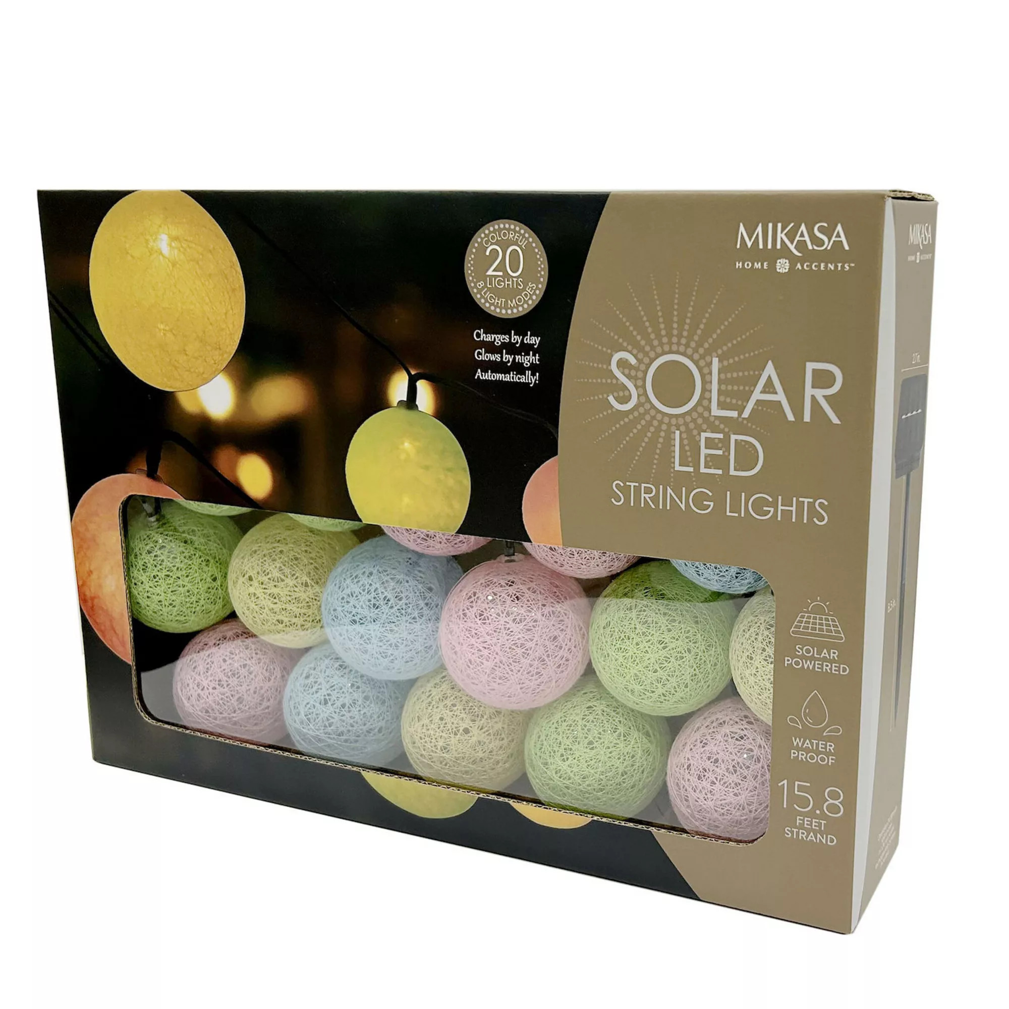 Mikasa Outdoor Waterproof LED 15.8-foot Solar Round Bulb String Lights | Kohl's