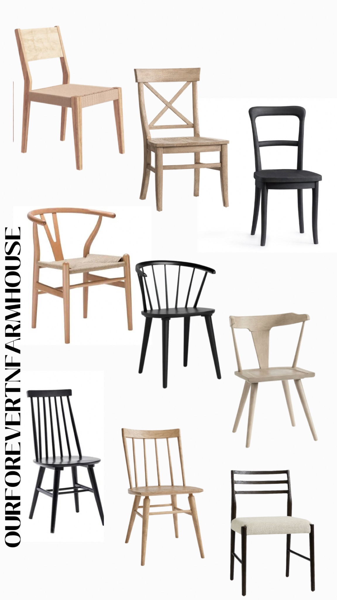 Dining chairs. Mix and match with wood or black tables.  Chairs come in many colors. 