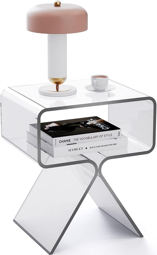 Acrylic Nightstand Side Table Modern Design Clear Home Decor Display End Table for Living Room | Amazon (US)
