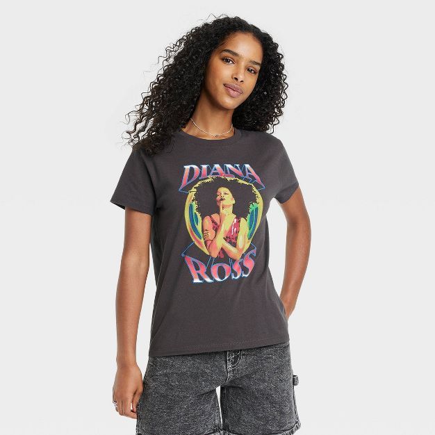 Women's Diana Ross Short Sleeve Graphic T-Shirt - Black | Target