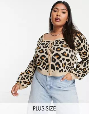 Daisy Street Plus 90s cropped cardigan in leopard print | ASOS (Global)