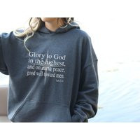 Glory To God, Christian Christmas Shirt, Merry Christmas, Peace Good Will, Hoodie, Luke 2 Hoodie For Christians | Etsy (US)