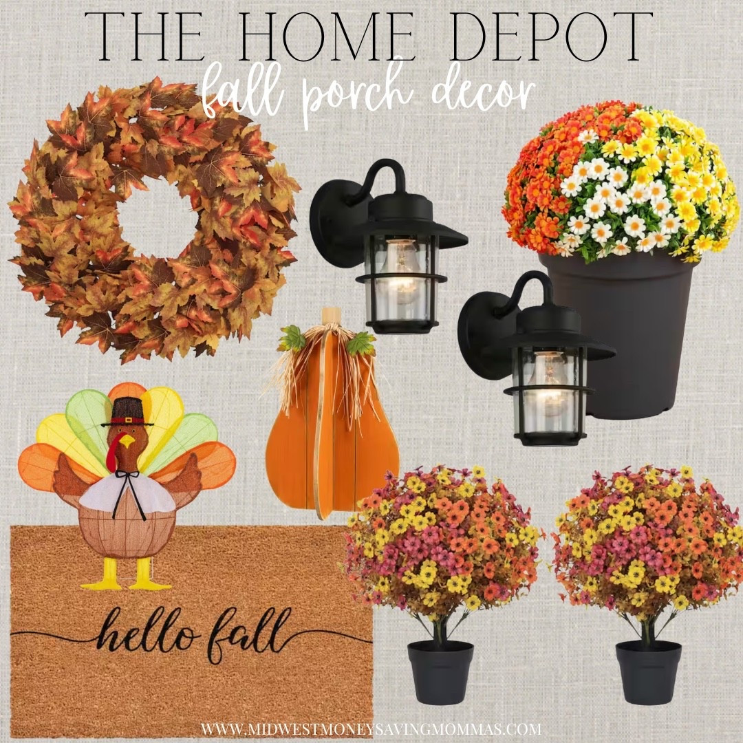 Fall porch decor 

Autumn decor  home decor  outdoor decor  faux plants  wreath  porch lights  welcome mat  the Home Depot

#LTKmomlife #LTKSeasonal #LTKHome