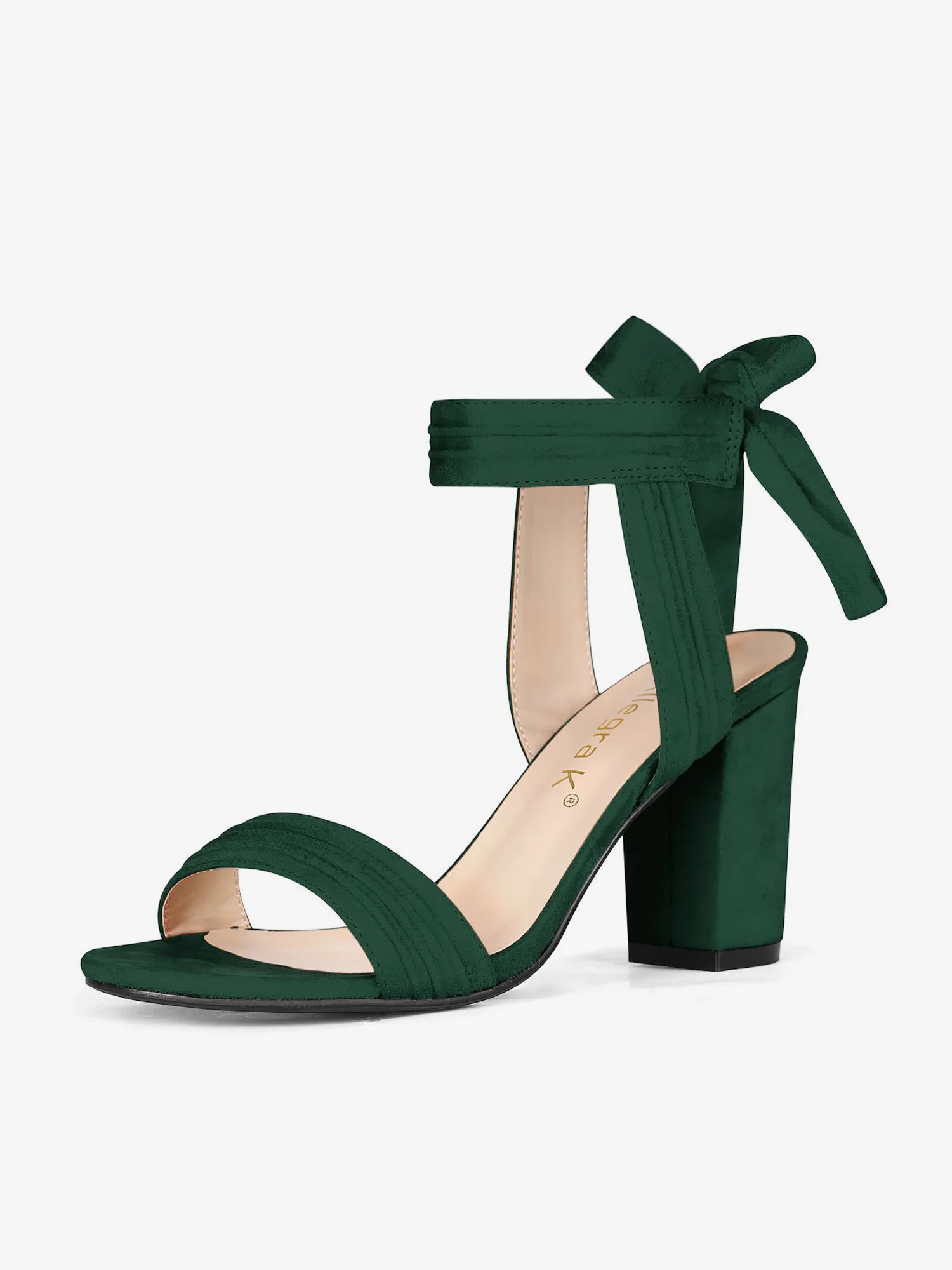 Faux Suede Open Toe Ankle Tie Back Chunky Heel Sandals | allegra-k