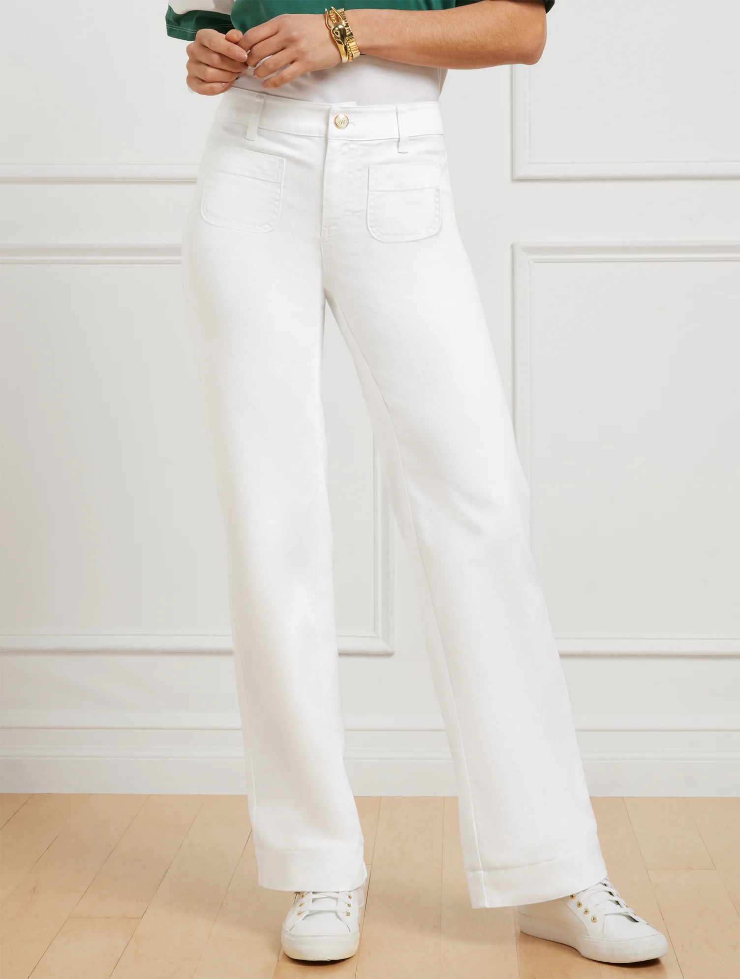 Petite - Patch Pocket Classic Jean Trousers - White - 2 Talbots | Talbots