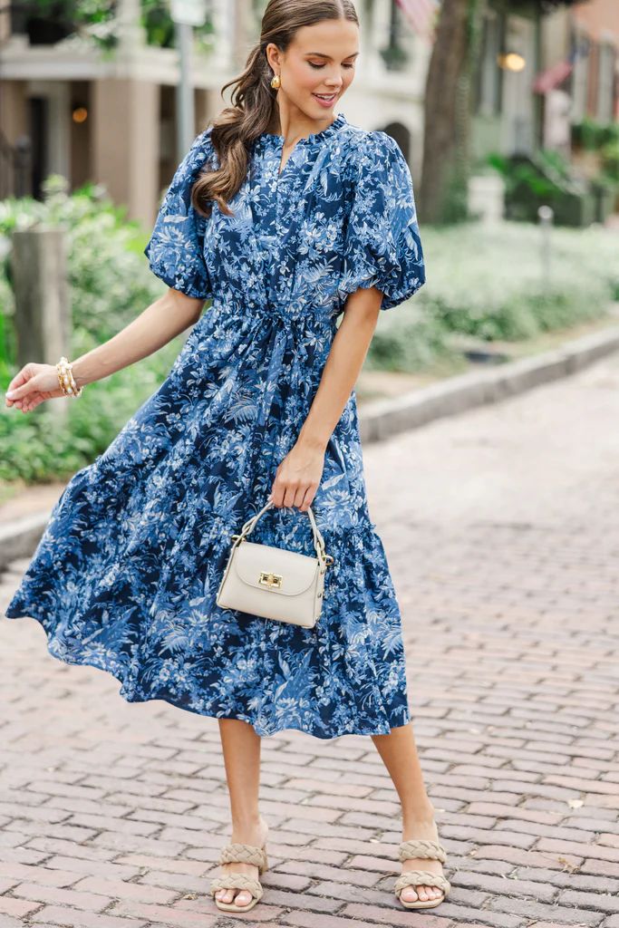 It's A Match Navy Toile Midi Dress | The Mint Julep Boutique