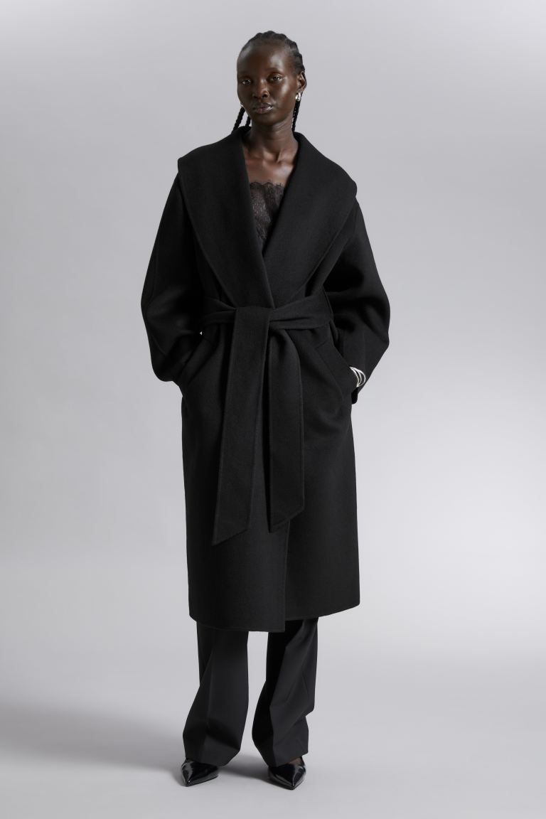 Oversized Shawl Collar Coat - Black - Ladies | H&M GB | H&M (UK, MY, IN, SG, PH, TW, HK)