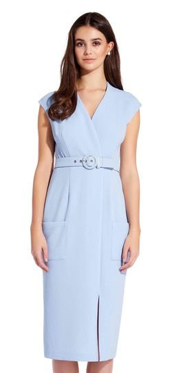 Belted Wrap Dress with Cap Sleeves | Adrianna Papell
