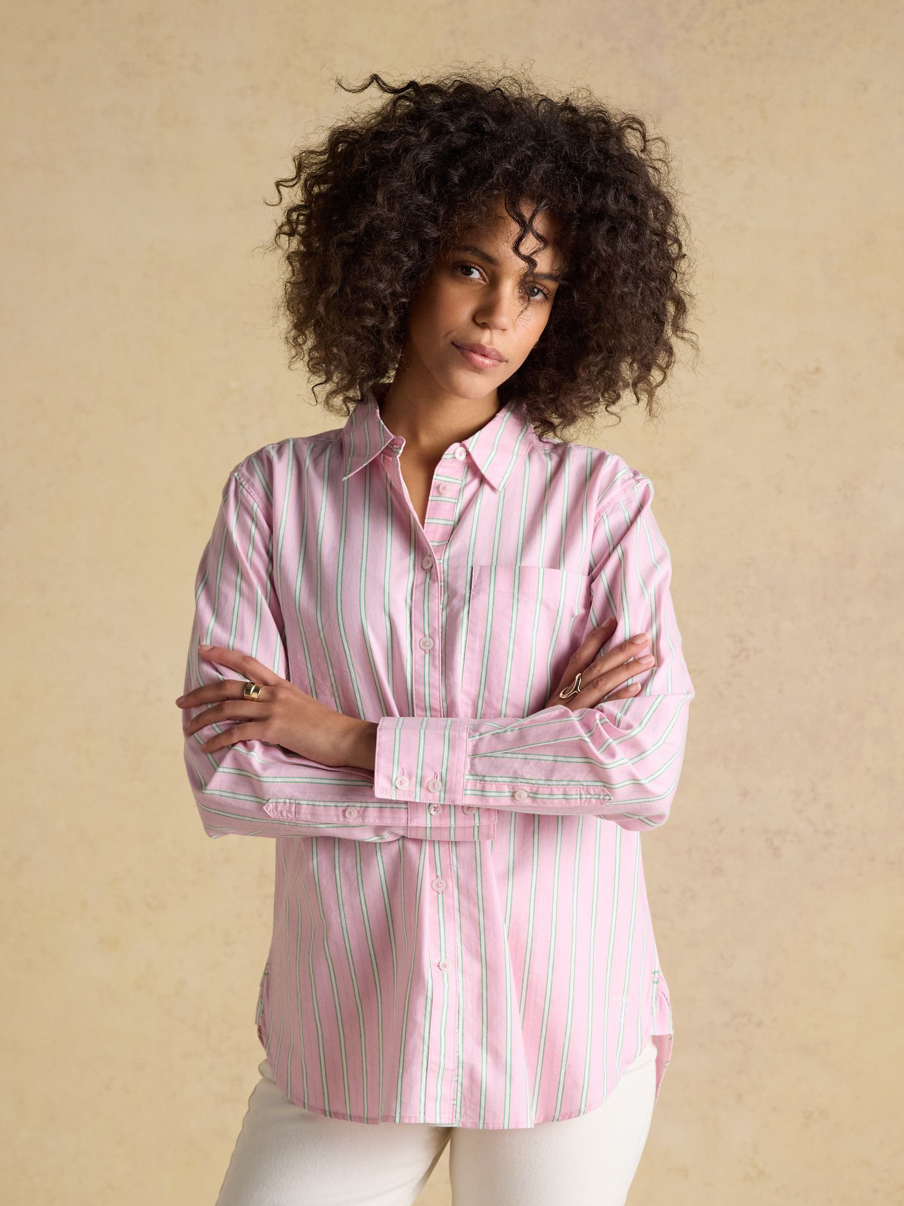 Pink Striped Boyfriend Fit Oxford Shirt | Joules | Joules