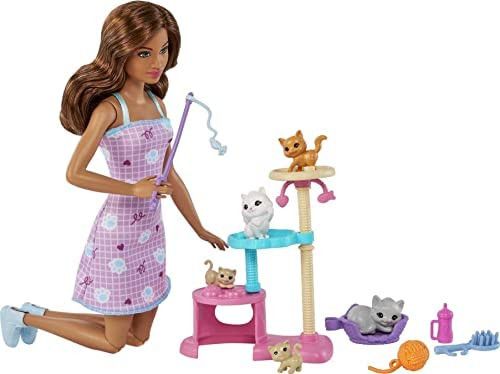 Barbie Kitty Condo Doll and Pets Playset with Barbie Doll (Brunette), 1 Cat, 4 Kittens, Cat Tree ... | Amazon (US)
