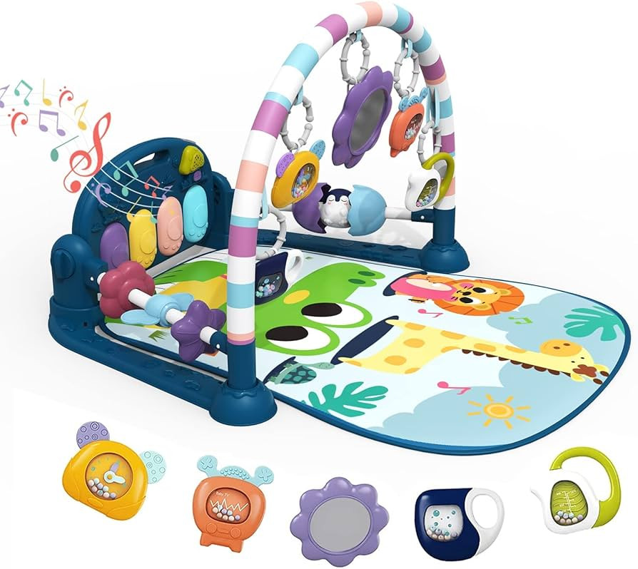 dearlomum Baby Play Mat Gym, Funny Play Piano Tummy Time Activity Mat with 5 Infant Sensory Toys,... | Amazon (US)