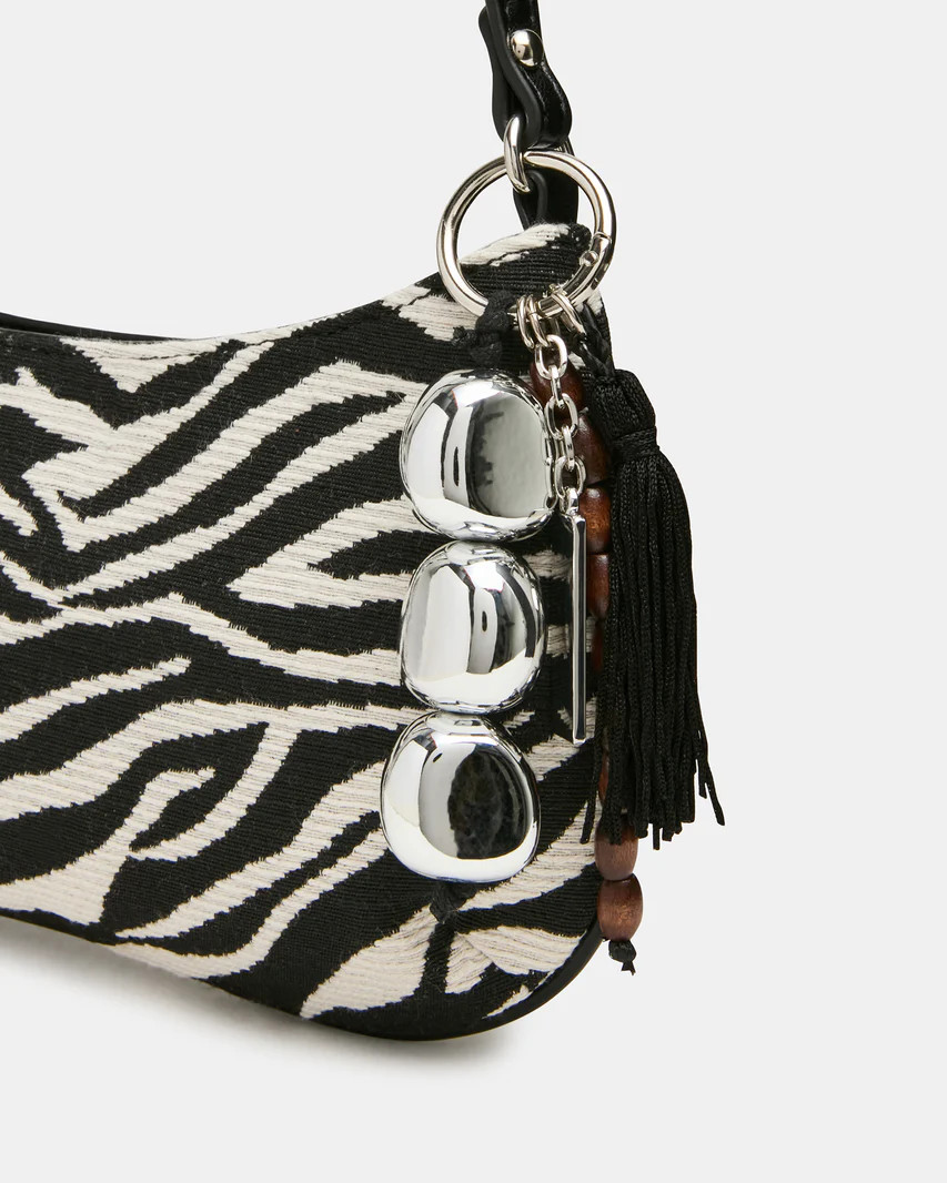 SABINE Zebra Animal Print Tassel Shoulder Bag Handbag | Steve Madden (US)