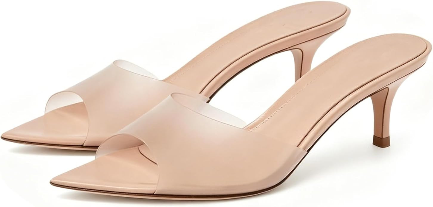 Women'S Transparent Strap Pointed Open Toe Stiletto Slide Sandals Fashion Slip On Sexy Clear High... | Amazon (US)