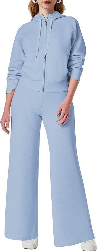 SuperPrity Women 2 Piece Outfits Sweatsuits 2024 Fall Zip Up Hoodie Sweatshirt Sweatpants Tracksu... | Amazon (US)