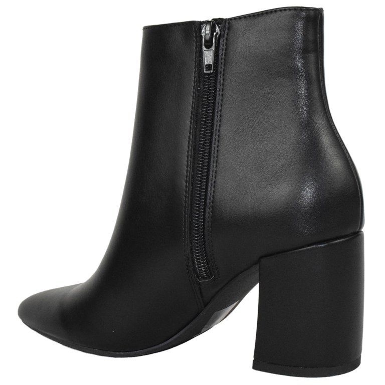 Delicious Women Ankle Boots Side Zipper Zip-Up Booties Block Heel Pointed Toe Hillary-H Black PU ... | Walmart (US)