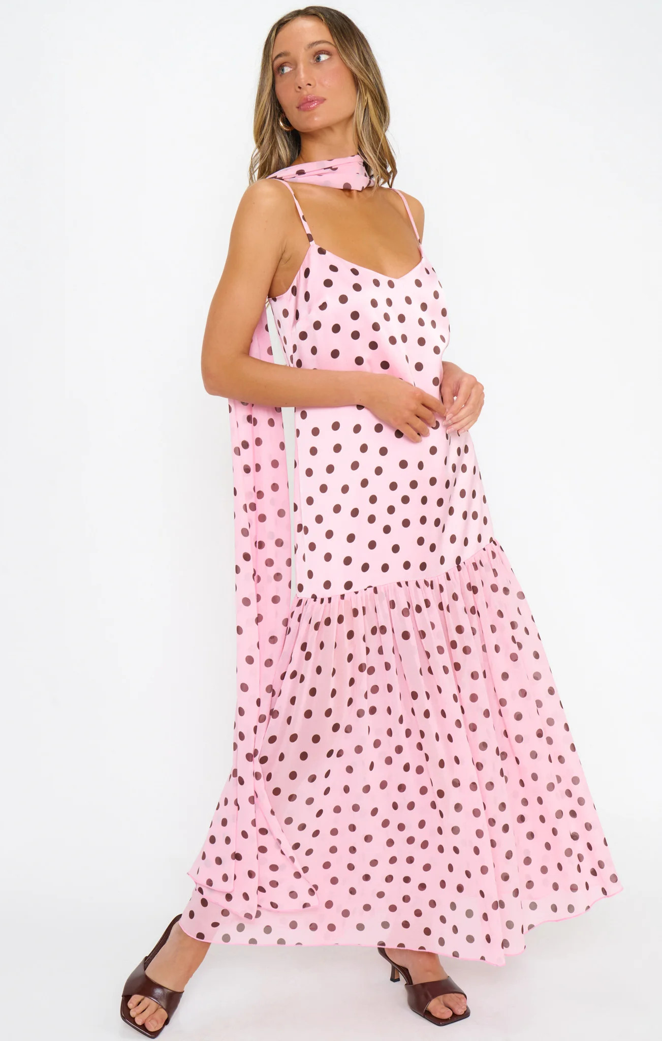 Dalia Maxi Dress ~ Pink Truffle Polka Dot | Show Me Your Mumu