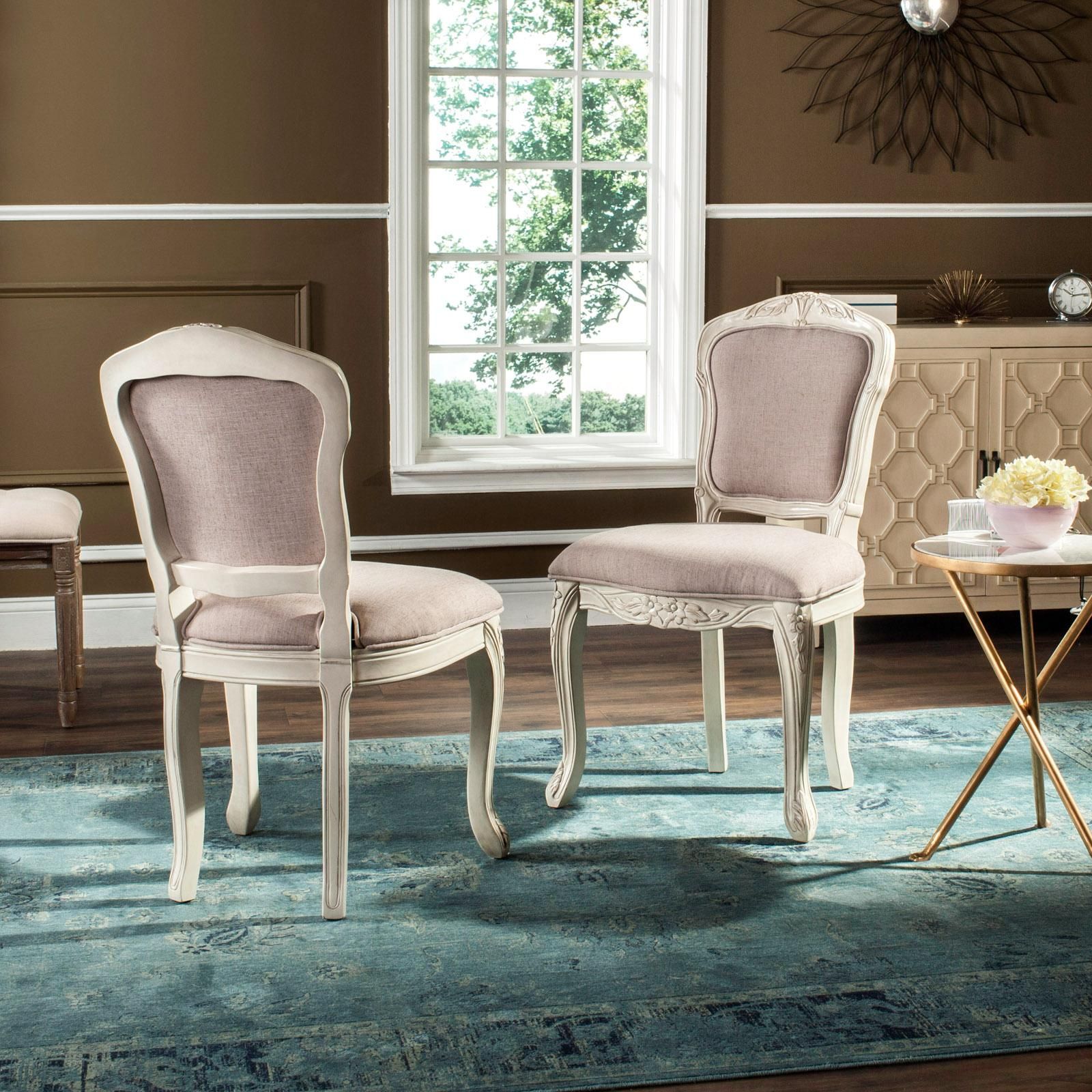 Safavieh Burgess French Leg Upholstered Side Dining Chair | Hayneedle