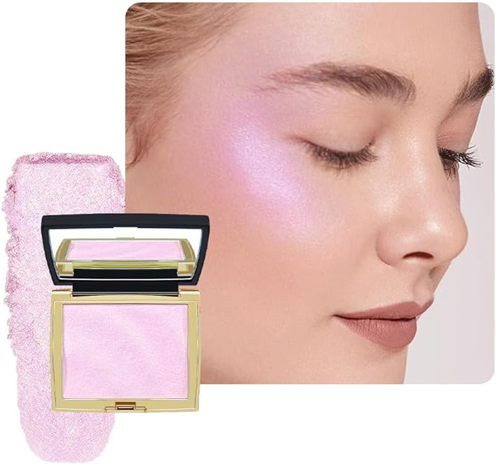 Pearl Pink Shimmer Glitter Highlighter Highlight Makeup Contour Powder,Glitter Face Illuminator H... | Amazon (US)