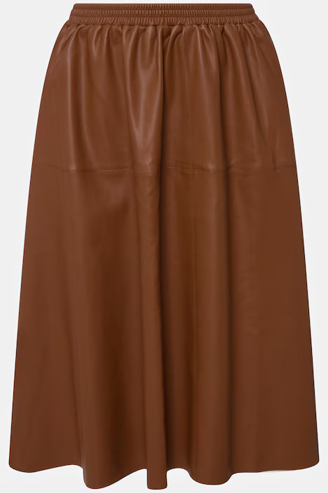 Faux Leather A-Line Midi Skirt | Ulla Popken - US & CA