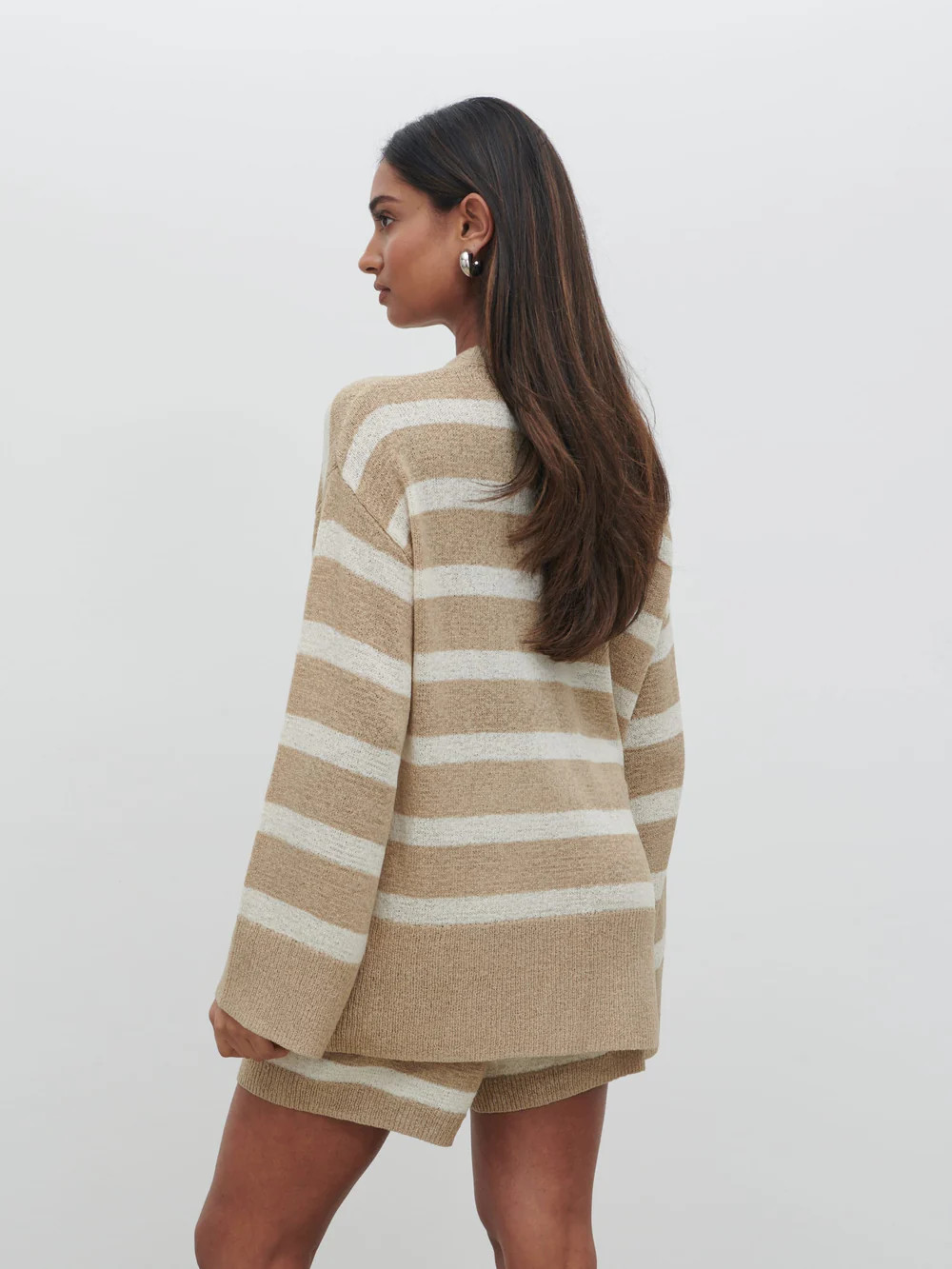 Dakota Stripe Knit Jumper - Oatmeal and Cream | Pretty Lavish (UK)