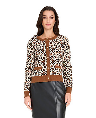 Tahari ASL Women's Crewneck Printed Cardigan Sweater - Macy's | Macy's