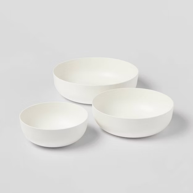 3pc Plastic Nesting Serving Bowls White - Made By Design™ | Target