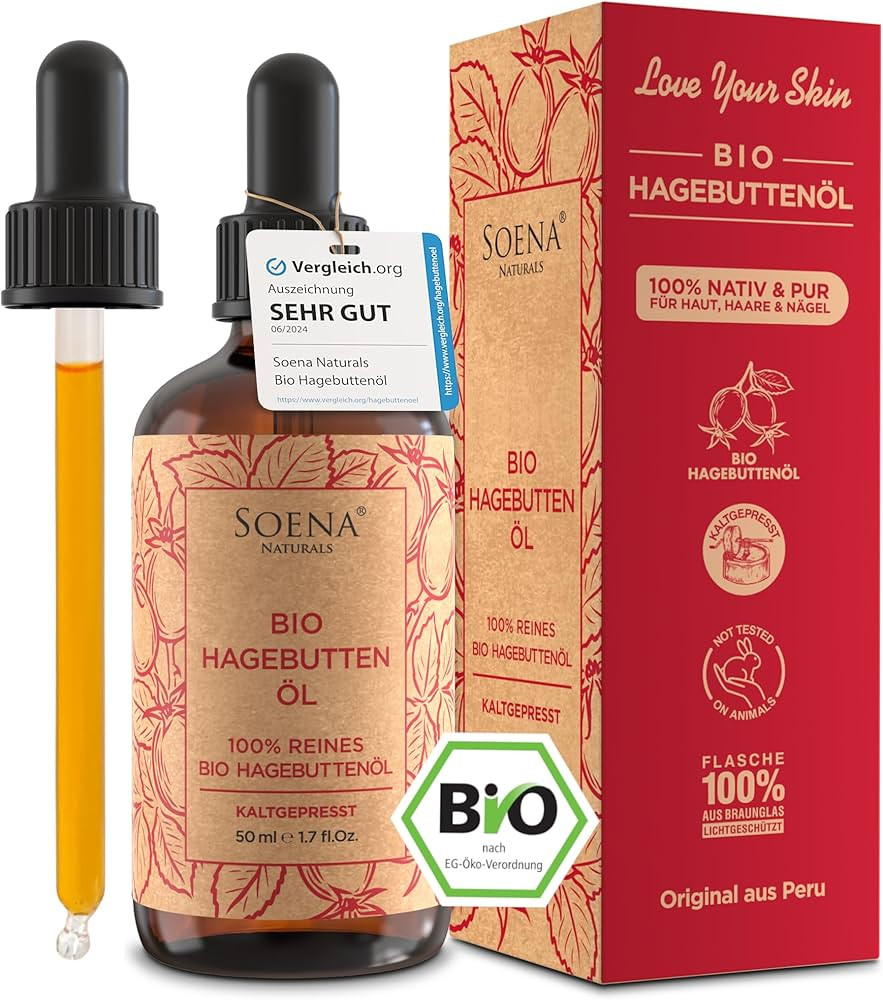 100% Organic Rosehip Oil | Cold Pressed & Pure | Made in Germany | Natural Wild Rose Oil - Rosehi... | Amazon (DE)