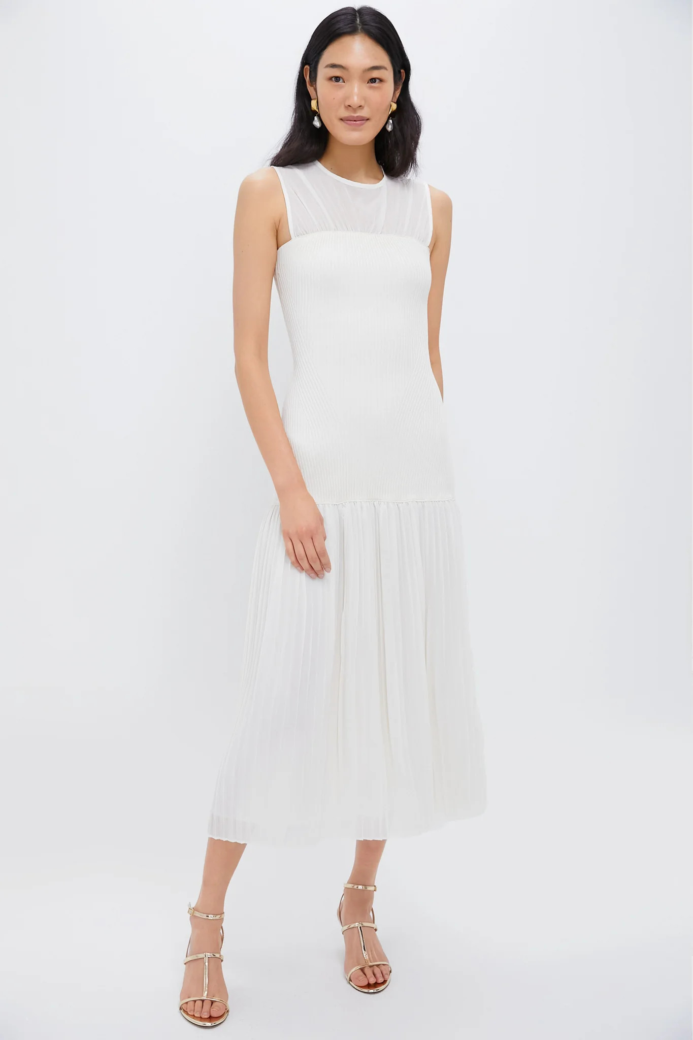 Cream Pleated Maxi Dress | Tuckernuck (US)