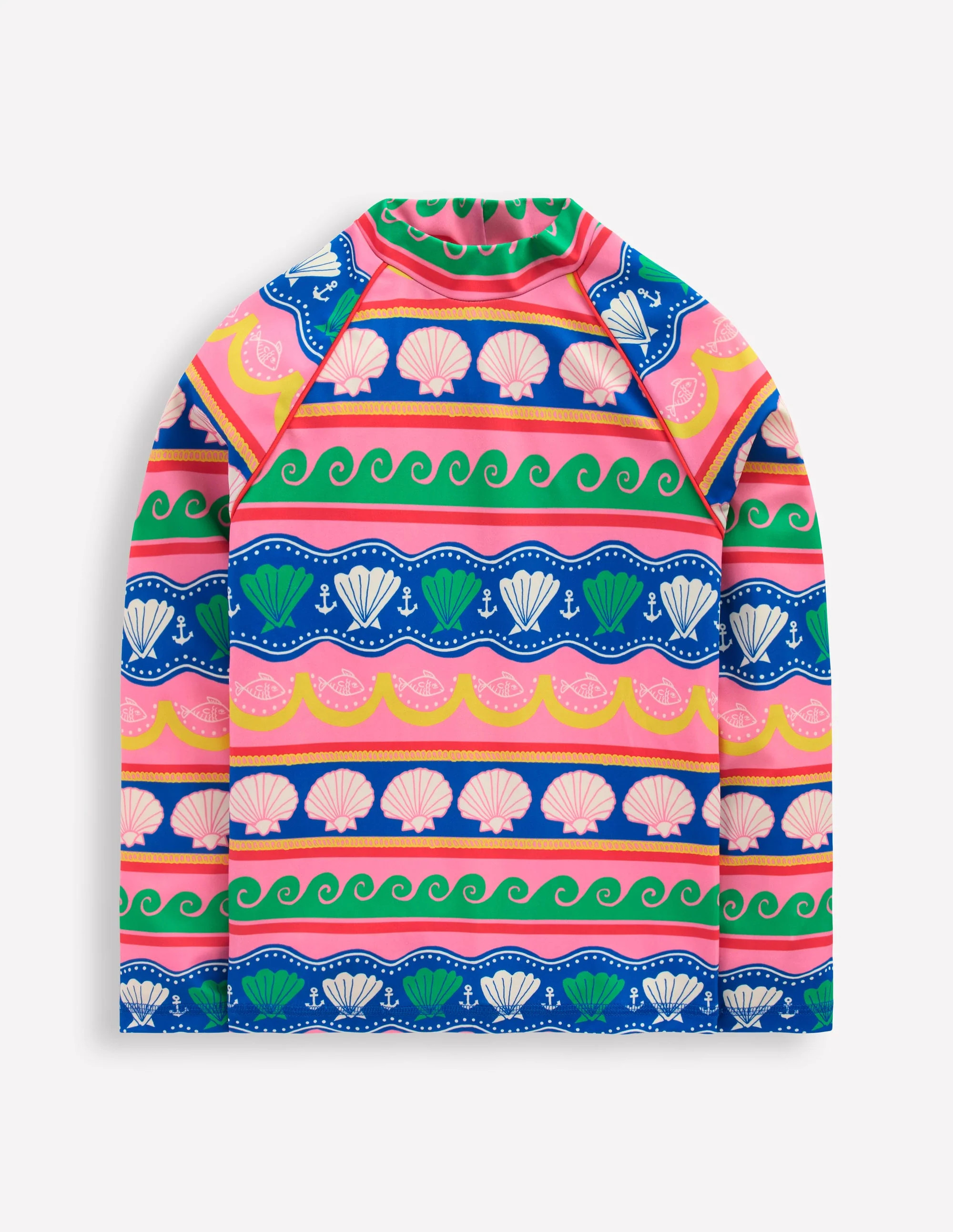 Sunsafe Patterned Rash Vest-Multi Sea Shell Stripe | Boden (US)