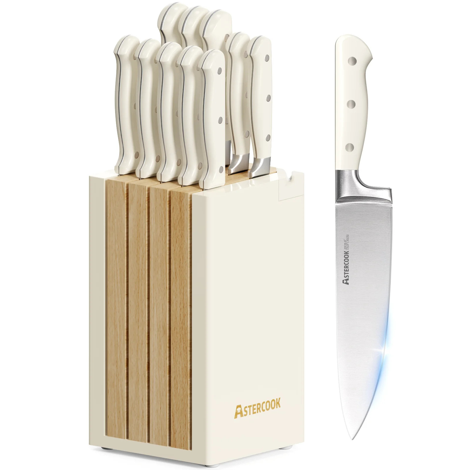 Astercook Knife Set, 12-Piece Kitchen Knives Set with Block, Full Tang German Stainless Steel Kni... | Walmart (US)