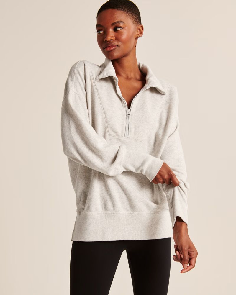 Women's Split-Hem Tunic 3/4-Zip Sweatshirt | Women's Up to 25% Off Select Styles | Abercrombie.co... | Abercrombie & Fitch (US)