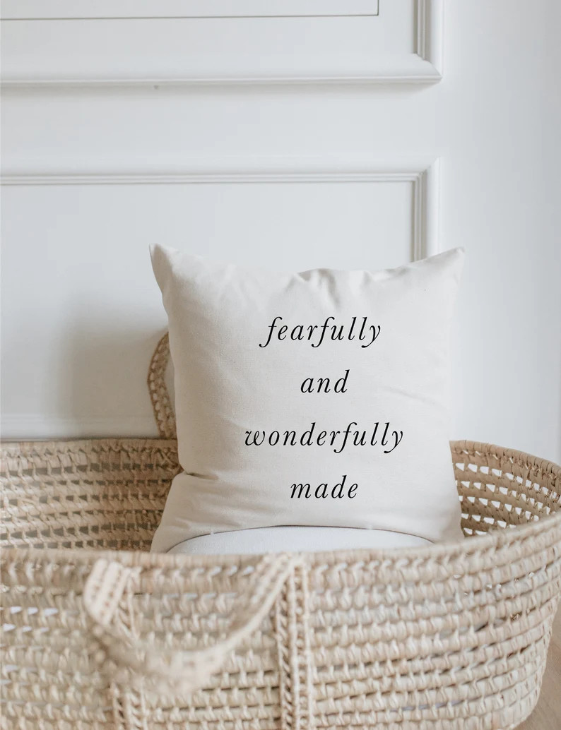 Throw Pillow Fearfully and Wonderfully Made Bible Verse - Etsy | Etsy (US)