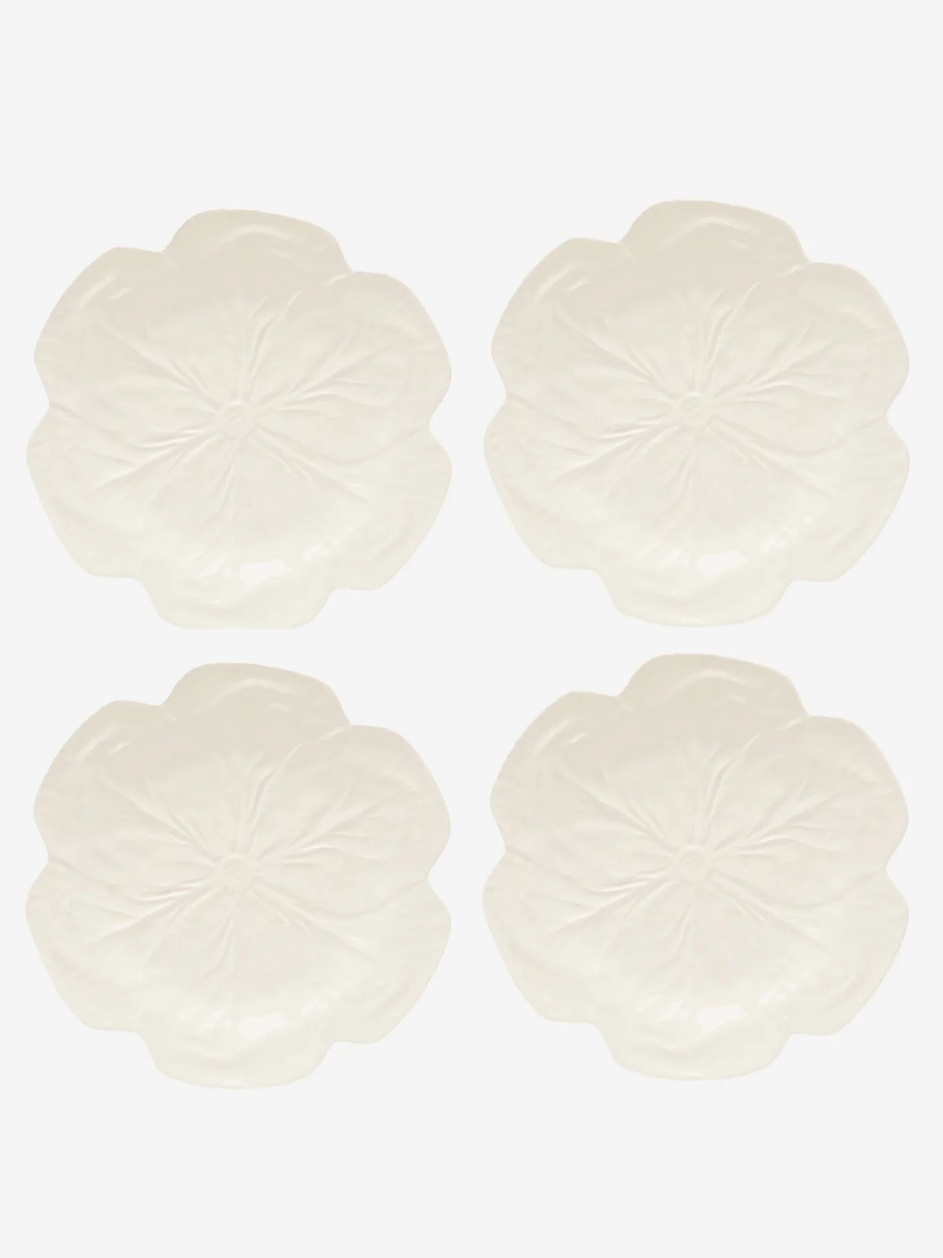 Set of four cabbage earthenware dinner plates | Bordallo Pinheiro | Matches (US)