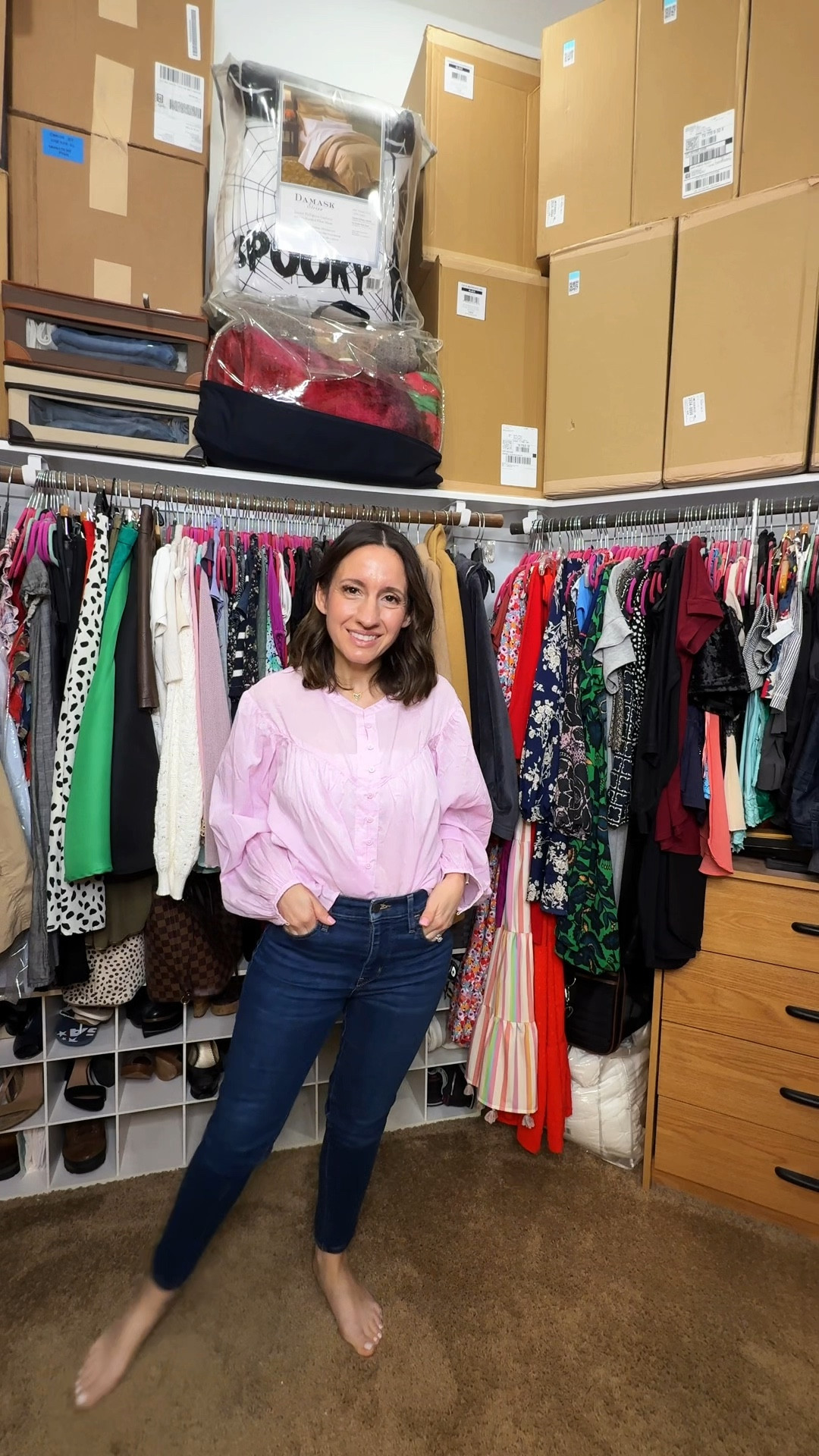 Hello! Pink blouse and Levi’s jeans because I love the fit. 
Pink blouse runs big. Size down 1 size. 
Jeans run true to size. I’m 5’0 so they had to be hemmed. 
Petite style
Petite outfit 
Spring style 
Spring Outfit 

#LTKPetite #LTKSaleAlert #LTKOver40