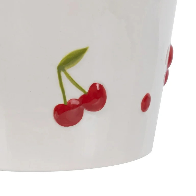 Mainstays 6.25" x 6.25" x 6" Round Cream and Red Ceramic Cherry Planter | Walmart (US)
