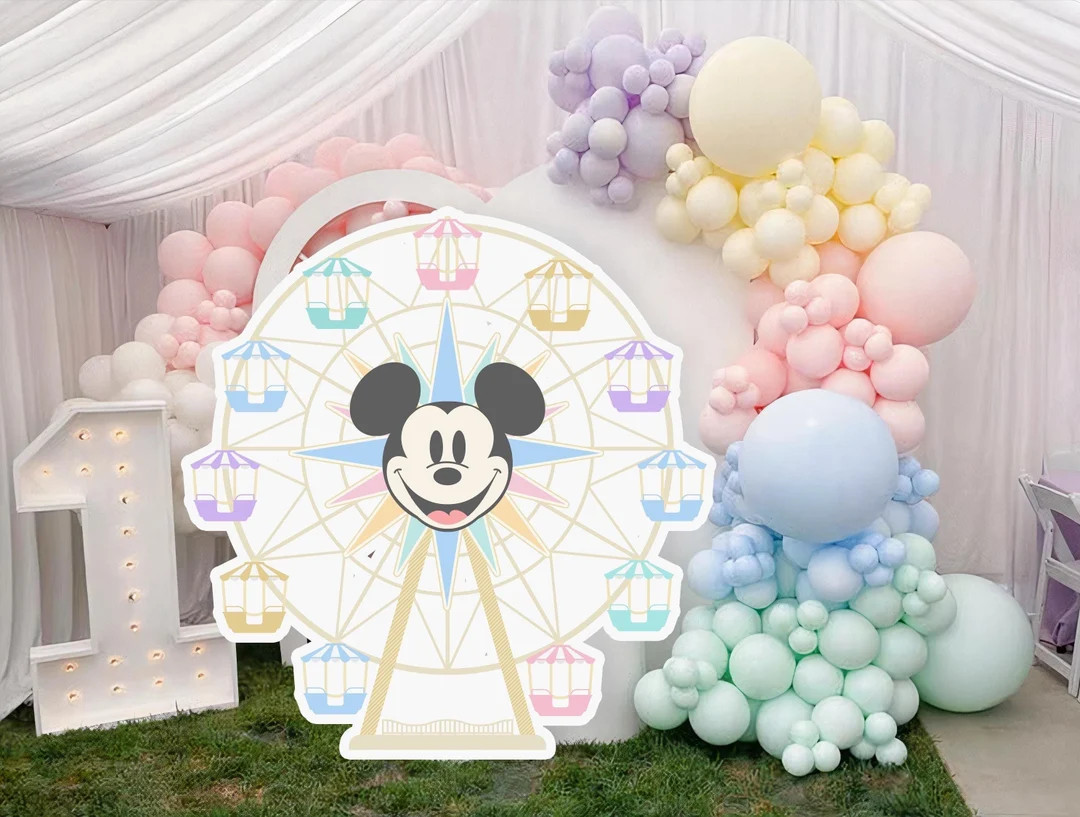 Printable Mickey Ferris Wheel Cutout, Disneyland Birthday Party Stand Up Prop, Mickey Baby Shower... | Etsy (US)
