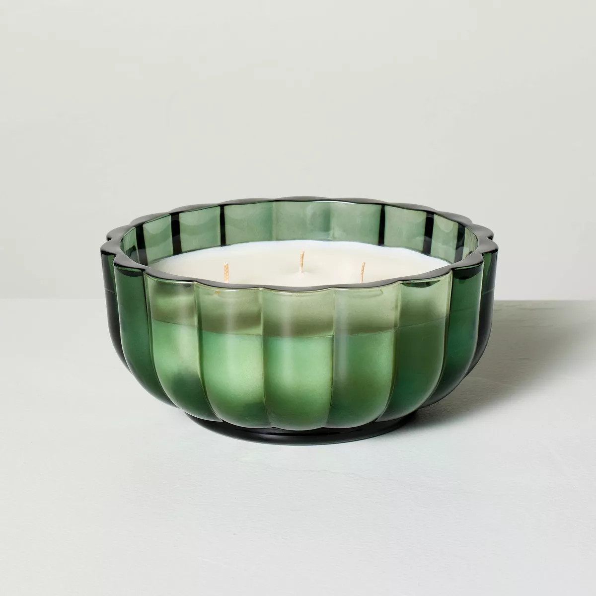 Scalloped Glass Cypress & Santal Christmas Jar Candle Dark Green - Hearth & Hand™ with Magnolia | Target