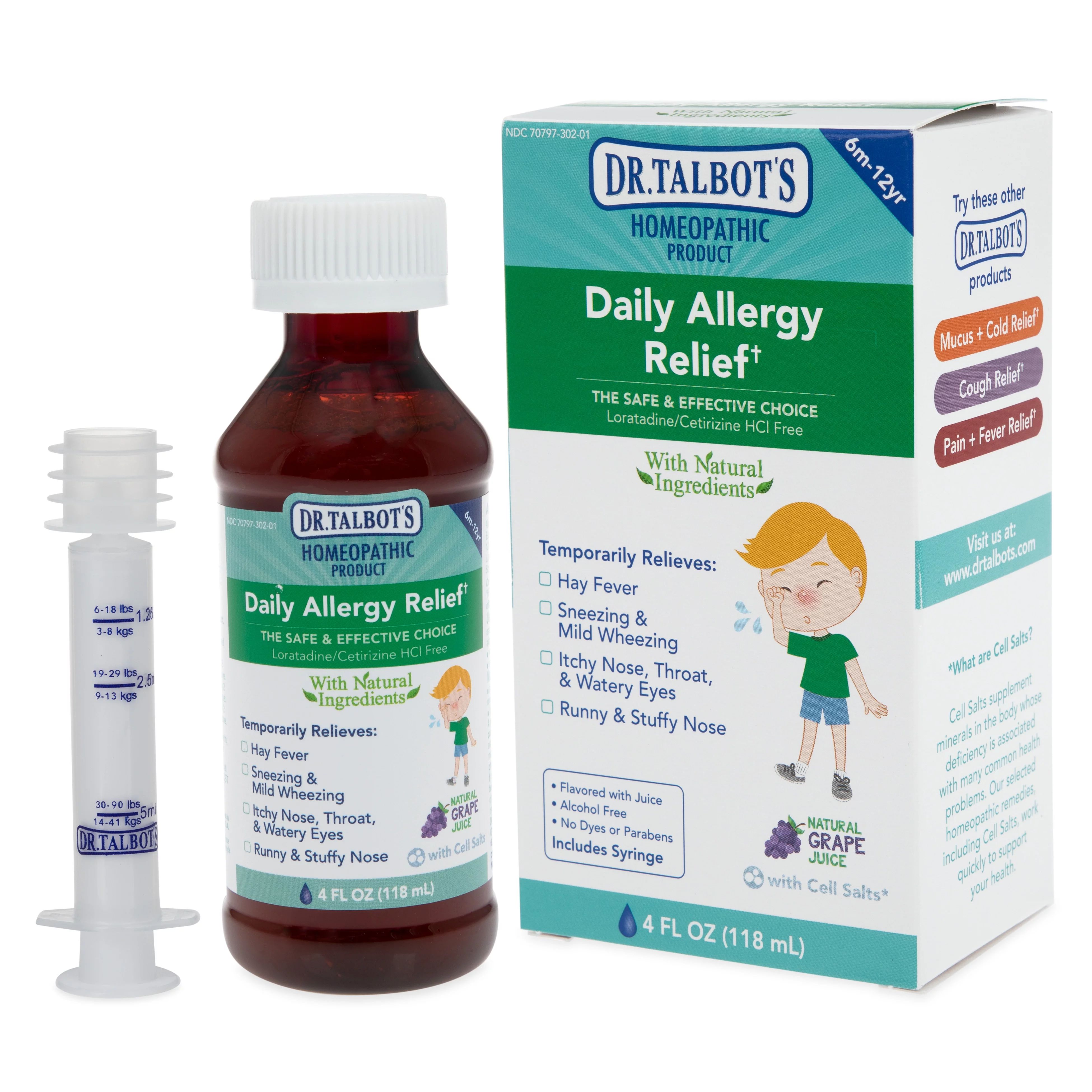 Dr. Talbot's Homeopathic Allergy Relief Liquid with Syringe, 4oz - Walmart.com | Walmart (US)