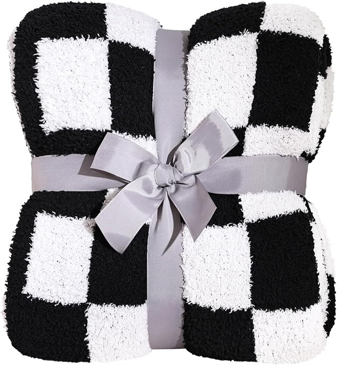 Panku Checkered Blanket, Ultra Soft Black and White Checkered Throw Blanket, Warm Fluffy Checkerb... | Amazon (US)
