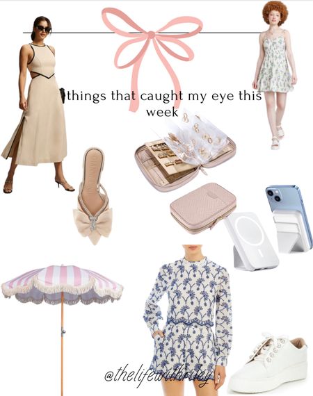 Spring things that caught my eye this week 😊✨


Spring dresses, spring outfits, white sneakers, bow shoes, bow slides, pearl sneaker, blue and white outfit, pink umbrella, tassel umbrella, fringe umbrella, travel accessories 

#LTKFind #LTKSeasonal #LTKstyletip