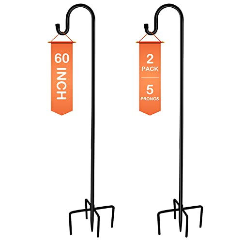 Ottsuls Shepherd-Hooks 60" Adjustable for Bird-Feeder Lantern Plant-Hook Garden-Stake - Plant Stand Hanger for Outdoor Flower Basket, Bird Feeder Hanger Weddings Decor (2 Pack) | Amazon (US)