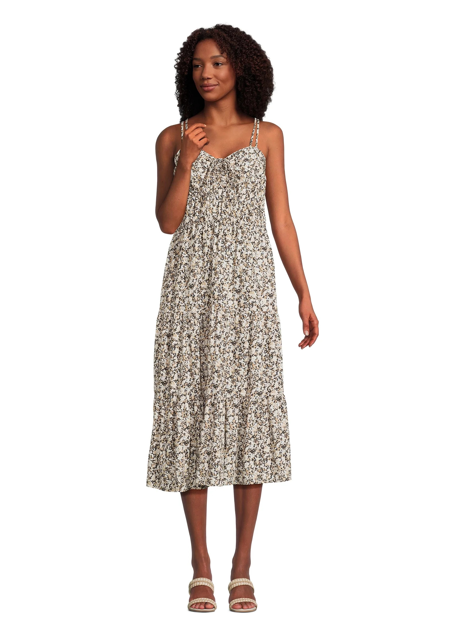 Time and Tru Women's Cross Back Dress with Tiered Skirt, Sizes XS-XXXL | Walmart (US)