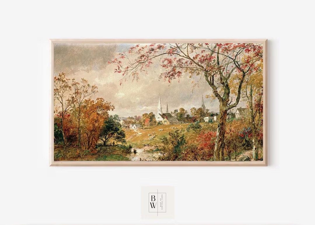 Frame TV Art | Autumn, Fall | Church on a Hill |  TV Art | Digital Download | Art for Frame TV | Etsy (US)
