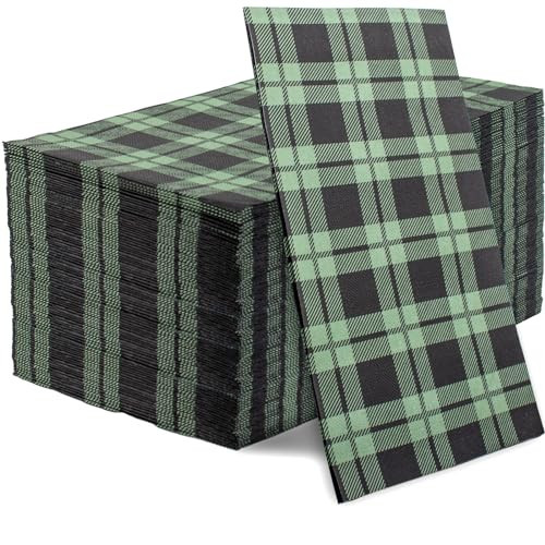 WDF 100Pack Christmas Napkins Disposable - 3ply Paper Christmas Napkins with Green and Black Checkered Pattern Premium Quality Christmas Dinner Napkins for Christmas | Amazon (US)