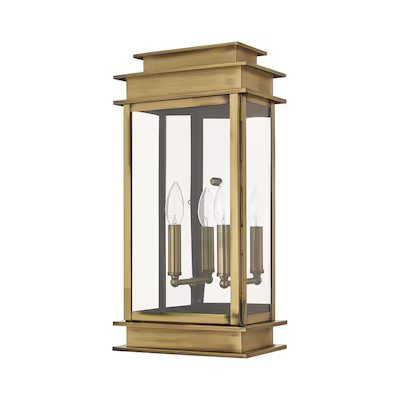 Livex Lighting Princeton 2 -Light 19-Inches H Antique Brass Hardwired Outdoor Wall Light | Lowe's